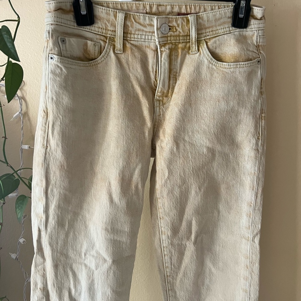 Cream Straight Leg Jeans